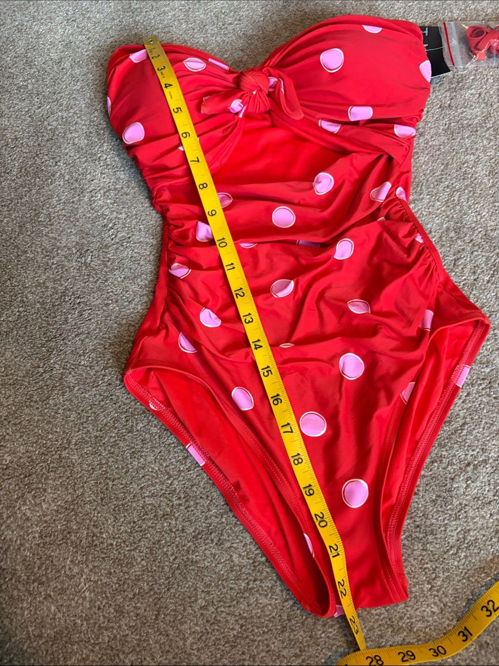 kate spade goji berry Red One-Piece Swimsuit with Pink Polka Dots size small - Picture 7 of 10